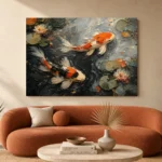 Tranquil Pair of Koi Fish Wall Art Canvas Print - Image 3
