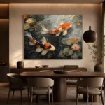 Tranquil Pair of Koi Fish Wall Art Canvas Print - Image 4