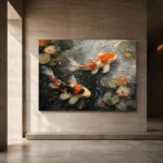 Tranquil Pair of Koi Fish Wall Art Canvas Print - Image 5