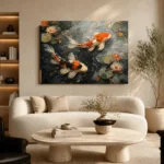Tranquil Pair of Koi Fish Wall Art Canvas Print - Image 6