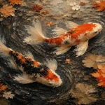 Autumn Pond Koi Fish Wall Art Canvas Print