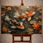 Autumn Pond Koi Fish Wall Art Canvas Print