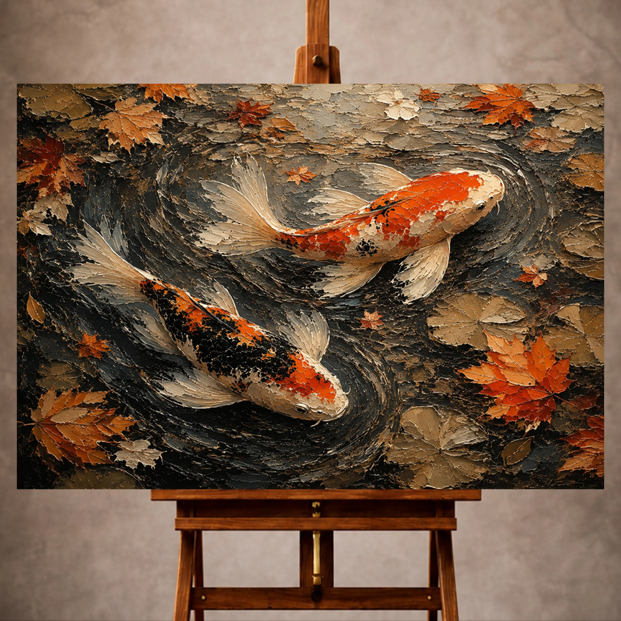 Premium Wall Art Yatay Html Edition – UNWATR057 Image 1 Autumn Pond Koi Fish Wall Art Canvas Print - Image 1