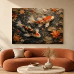 Autumn Pond Koi Fish Wall Art Canvas Print - Image 3
