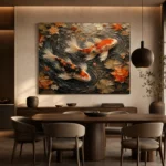 Autumn Pond Koi Fish Wall Art Canvas Print - Image 4