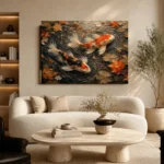 Autumn Pond Koi Fish Wall Art Canvas Print - Image 6