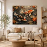 Autumn Pond Koi Fish Wall Art Canvas Print - Image 7