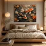 Autumn Pond Koi Fish Wall Art Canvas Print - Image 8