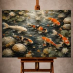 Peaceful Japanese Koi Pond Wall Art Canvas Print