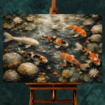 Peaceful Japanese Koi Pond Wall Art Canvas Print - Image 2