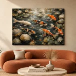 Peaceful Japanese Koi Pond Wall Art Canvas Print - Image 3