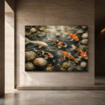 Peaceful Japanese Koi Pond Wall Art Canvas Print - Image 5