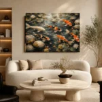 Peaceful Japanese Koi Pond Wall Art Canvas Print - Image 6