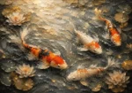 Luminous Flowing Koi Fish Wall Art Canvas Print