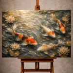 Luminous Flowing Koi Fish Wall Art Canvas Print