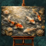 Luminous Flowing Koi Fish Wall Art Canvas Print - Image 2
