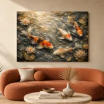 Luminous Flowing Koi Fish Wall Art Canvas Print - Image 3