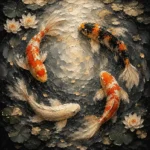 Circular Harmony Koi Fish Wall Art Canvas Print