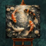 Circular Harmony Koi Fish Wall Art Canvas Print - Image 2