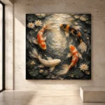 Circular Harmony Koi Fish Wall Art Canvas Print - Image 3