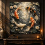 Circular Harmony Koi Fish Wall Art Canvas Print - Image 4