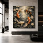 Circular Harmony Koi Fish Wall Art Canvas Print - Image 5