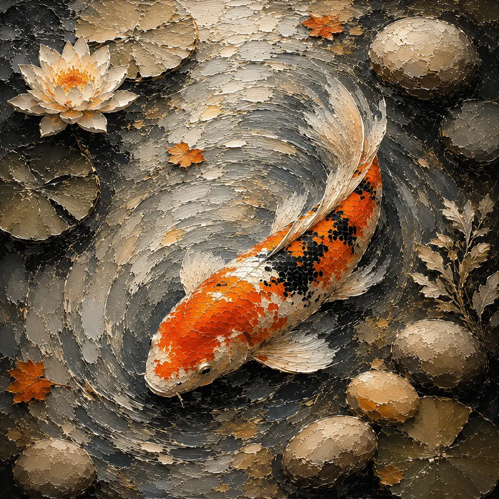 Tranquil Japanese Koi Fish Wall Art Canvas Print