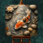 Tranquil Japanese Koi Fish Wall Art Canvas Print - Image 2