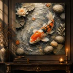 Tranquil Japanese Koi Fish Wall Art Canvas Print - Image 4