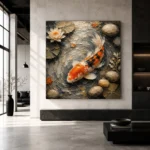 Tranquil Japanese Koi Fish Wall Art Canvas Print - Image 5