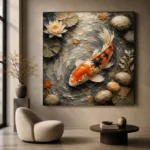 Tranquil Japanese Koi Fish Wall Art Canvas Print - Image 6