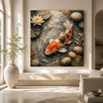 Tranquil Japanese Koi Fish Wall Art Canvas Print - Image 8