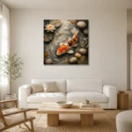 Tranquil Japanese Koi Fish Wall Art Canvas Print styled in a refined neutral interior