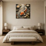 Tranquil Japanese Koi Fish Wall Art Canvas Print showcased in an elegant minimalist interior