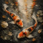 Meditative Twin Koi Fish Wall Art Canvas Print