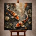 Meditative Twin Koi Fish Wall Art Canvas Print
