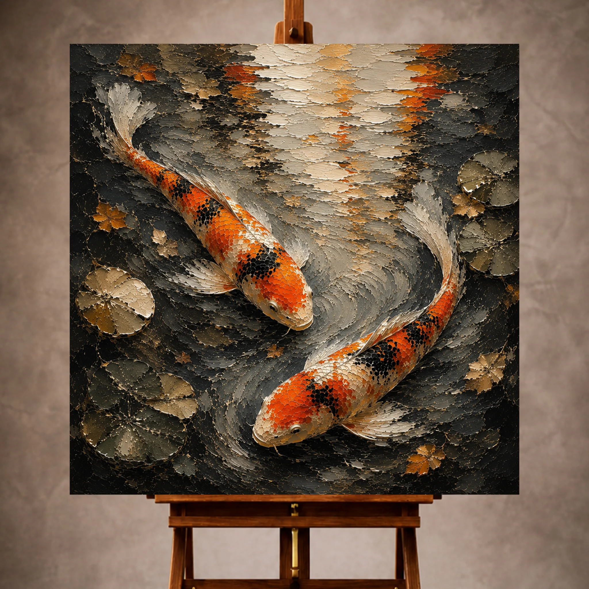 Premium Wall Art Kare Html Edition – UNWATR063 Image 1 Meditative Twin Koi Fish Wall Art Canvas Print - Image 1