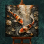 Meditative Twin Koi Fish Wall Art Canvas Print - Image 2