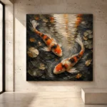 Meditative Twin Koi Fish Wall Art Canvas Print - Image 3