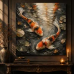 Meditative Twin Koi Fish Wall Art Canvas Print - Image 4