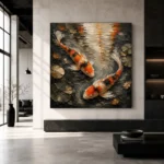 Meditative Twin Koi Fish Wall Art Canvas Print - Image 5