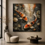 Meditative Twin Koi Fish Wall Art Canvas Print - Image 6