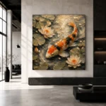 Botanical Lotus Koi Fish Wall Art Canvas Print - Image 5