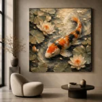 Botanical Lotus Koi Fish Wall Art Canvas Print - Image 6