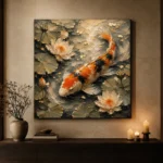 Botanical Lotus Koi Fish Wall Art Canvas Print - Image 7