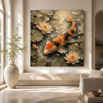 Botanical Lotus Koi Fish Wall Art Canvas Print - Image 8