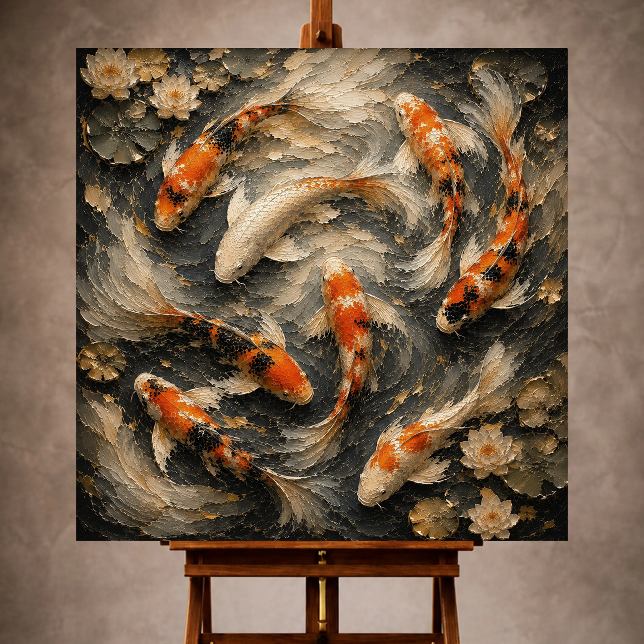 Premium Wall Art Kare Html Edition – UNWATR065 Image 1 Serene Koi Harmony Koi Fish Wall Art Canvas Print - Image 1