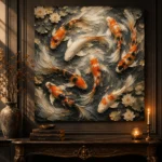 Serene Koi Harmony Koi Fish Wall Art Canvas Print - Image 4