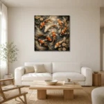 Serene Koi Harmony Koi Fish Wall Art Canvas Print styled in a refined neutral interior