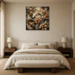 Serene Koi Harmony Koi Fish Wall Art Canvas Print showcased in an elegant minimalist interior